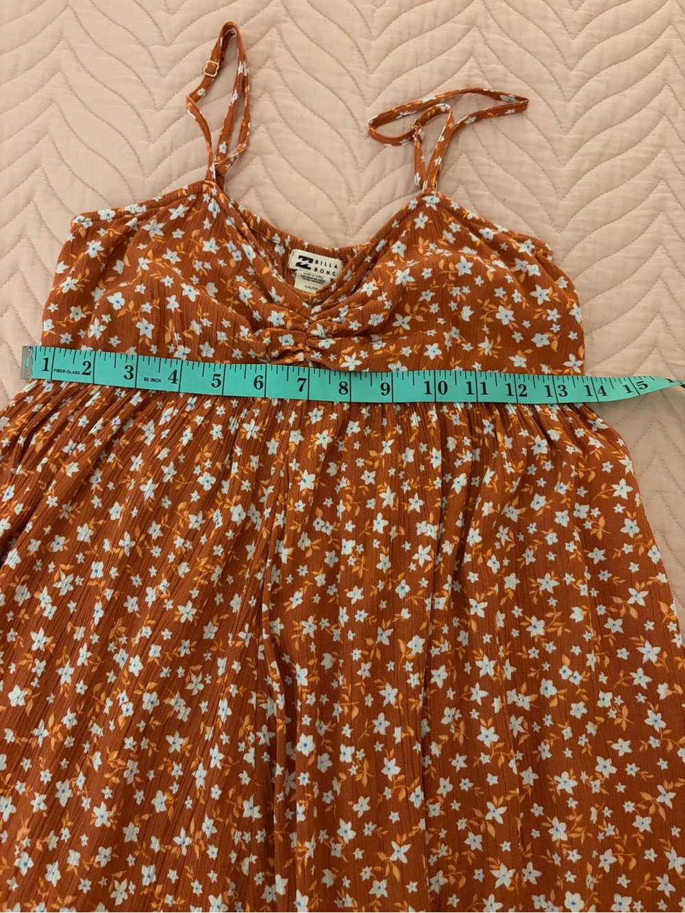 Billabong Star Glow Romper S/P Small Petite Rust Floral 100% Viscose - Picture 8 of 9